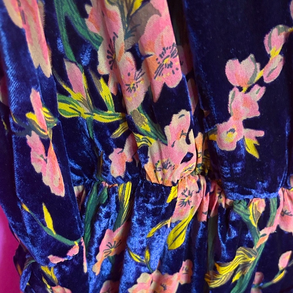 Baltic Born Lennon navy blue Floral Velvet Maxi Dress stretchy size XXL classy - Picture 7 of 16